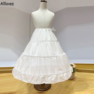 3 Hoops Küçük Kız Çocuk Petticoats Balo Gown Elbiseler Beyaz Uzun Çocuklar Kaymak Crinoline Çiçek Kız Elbise Formal Rehberi Aksesuarlar Cl1525