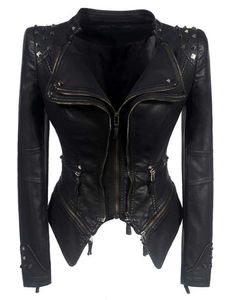 Kadın Ceketleri Moda Kadın Pürüzsüz Motosiklet Suni Deri Bayan Uzun Kollu Sonbahar Kış Biker Streetwear Siyah Ceket 221130