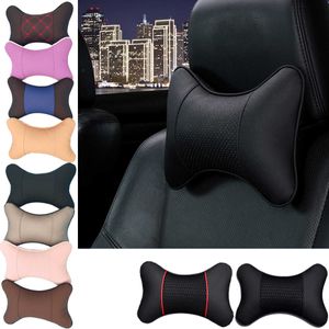Car Neck Pillows Both Side Pu Leather 1pcs Pack Headrest For Head Pain Relief Filled Fiber Universal Car Pillow