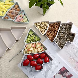 Plates Small Tree Compartment Dried Fruit Plate Candy Creative Christmas Plastic Dish Tray Household Kitchen Supplies