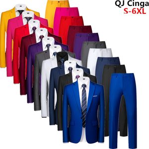 Erkek Suit Blazers Kraliyet Mavi Smokin 2 Parça Erkekler Düğün Partisi Resmi Blazer Ceket ve Pantolon Yelek Büyük Boyu S-6XL Siyah Gri Kırmızı 221201