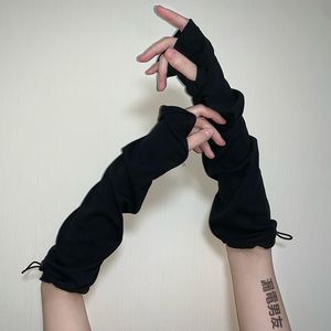 Beş Parmak Eldivenleri Kadın Moda Harajuku Punk Eldiven Dans Cosplay Street Giyim Emo Yarım Parmak Uzun Kol Parmaksız Grunge Mittens S2874 221202