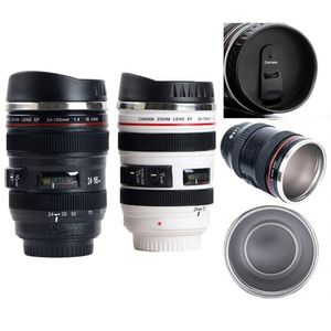 13.5oz Kamera lens Kahve Kupa Yalıtımlı Paslanmaz Çelik Termos Fotoğrafçı Sevgililer Hediye Kamera Kupalar Seyahat Kupaları Mühürlü Retractable Kapakları Erkekler İçin Tutar