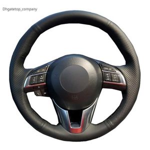 Mazda CX-5 CX5 Atenza 2014 Yeni Mazda 3 CX-3 2016 Scion IA 2016 için DIY siyah yumuşak yapay deri araba direksiyon kapağı