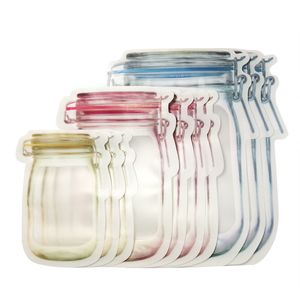 Bottiglie di stoccaggio Contenitore per alimenti a forma di barattolo di vetro Sacchetto di plastica Confezione per snack PE Zip Box DF1204