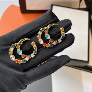 New Charm Fashionable Women 18K Gilded Designers Ear Studs Earrings Designer Geometric Letter Crystal Rhinestone Earrings Wedding Party Gift Jewelry