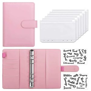 2022 A6 PU Leather Budget Binder Notebook Cash Envelopes System Set with Binder Pockets for Money Budget Saving Bill Organizer