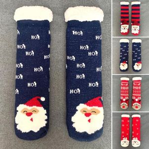 Erkek çorap 1 çift güzel soğuk kış kızlar ev uyuyan yıkanabilir Noel santa/ ren geyiği/ için