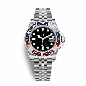 Top Mens Watch All Work Relógios Mecânicos Automáticos Aço Inoxidável Azul Vermelho Cerâmica Vidro Safira 40mm Relógios Masculinos Relógios de Pulso Função Completa