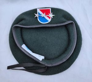 Beralar Amerika Birleşik Devletleri ABD Ordusu 11. Özel Kuvvetler Grubu Yün Yeşil Beret Memur 3 Yıldız Teğmen Genel Rütbe INGNIA Askeri Şapka