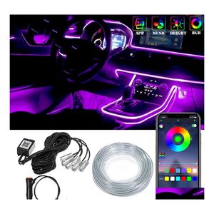 LED Şeritler Araba İç Neon RGB 1 Bluetooth Uygulamada 4/5/6 LED şerit ışıkları Dekoratif Ortam Atmosferi Gösterge Tablosu Lamba OT1IT