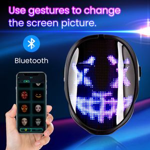 Маски для вечеринок, светодиодные, освещенные Bluetooth Programmable DIY, персонализированный маскарад косплей Cool Christmas Dize 221203