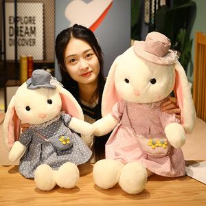 Yeni 35/55/75cm Kawaii Giyinmiş Makyaj Tavşan Peluş Oyuncaklar Kawaii Dolls Dolgulu Yumuşak Hayvan Bebekleri Kızlar için Doğum Günü Hediyeleri