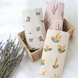 Blankets Swaddling Baby Swaddle Wrap 100% Organic Cotton Muslin for born Infant Receiving Blanket Flower Print Gauze Bath Towel 221203
