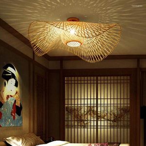 Потолочные светильники в японском стиле спальня бамбуковые светодиодные лампы ручной работы ручной ротан