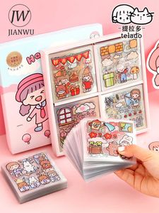 JIANWU Sheets Cute Girl Journal Sticker Gift Box PET Kawaii Stationery Scrapbooking Decoration Material Diary Phone Stickers