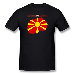 Erkek Tişörtleri Adam Kuzey Makedonya Bayrak Haritası Vatansever Avrupa Beyaz Devlet Seyahat Komik Gömlek