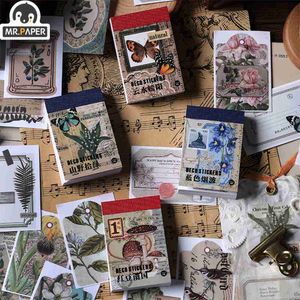 Mrpaper Styles pcsbook Vintage Butterfly Washi Sticker Book Aesthetic Plant DIY Hand Account Material Decorative Stickers