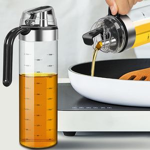 Herb Spice Tools Large Olive Oil Dispenser Bottle Auto Flip Condiment Container Automatic Cap Leakproof Vinegar BBQ Cookware Tools Glass Cruet a hdh 221203