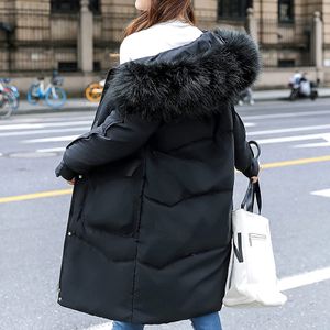 Kadınlar Down Parkas kapüşonlu ceket kadınlar kış plussize orta uzunluk büyük yakalı yastıklı kalın sıcak saç pamuk pamuklu kadın 221205
