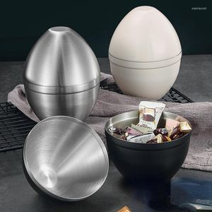 Depolama Şişeleri 304 Paslanmaz Çelik Yumurta Şeklinde Snack Tank Ev Çok Fonksiyonlu Somun Gıda Şeker Kutusu