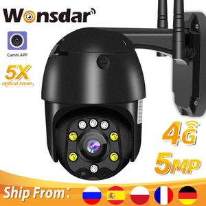 IP Cameras SIM Card 4G PTZ Dome Camera 1080P 5MP HD 5X Optical Zoom Outdoor Wireless WIFI CCTV Security Camera Two Way Audio P2P CamHi Pro T221205