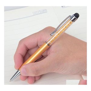 Jel Pens 1pcs Rhinestone Kristal Beyaz Kalem Moda Yaratıcı Stylus Touch Writtoryer Office Ofis Okulu Ballpen Envanteri WH DHQRD