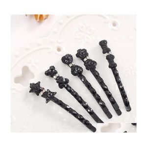 Клипы для волос Barrettes Good Aaddadd Black Crystal Harepin Barrettes Bow Hair украшения папка Banghua