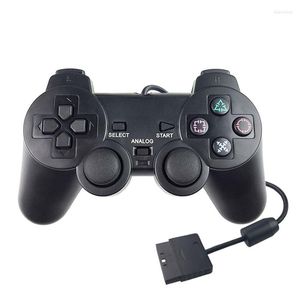 Игровые контроллеры Проводной контроллер Геймпад Двойная вибрация Clear Joypad Для 2 PS2 Аксессуары для геймпадов