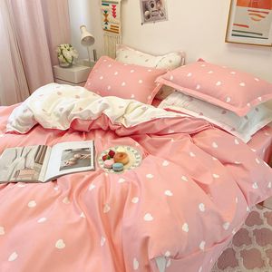 Sets de cama Ins princesa Pink Heart Duvet Capa Home Têxtil Caixa Campa Capas Capas de meninas Conjunto Rei Rainha Twin Cute Kawaii 221205