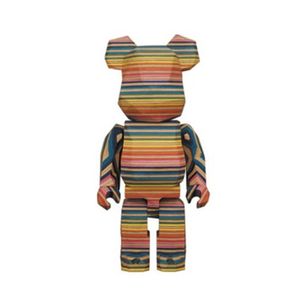 Yeni Spot Oyunu Bearbrick% 400 Polygonal Dalgalı Desen Gökkuşağı Ahşap Şiddetli Yapı Taşı Ayı Gelgit Oyuncak Bebek Tapı 28cm