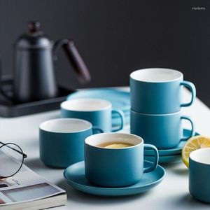 Kupalar Özel Seramik Nordic Mat Siyah Kahve Kupası ve Set Seti Renkli Sır Yeniden Kullanılabilir Cappuccino Espresso ikindi Çay damla kupa