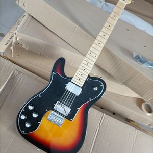 Sol El 6 Dizeler Tütün Sunburst Elektrikli Gitar Siyah Pickguard Akçaağaç Kıvrılığı Özelleştirilebilir