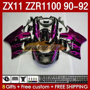 Kawasaki Ninja ZZR1100 ZX 11 R 11R 1990-1992 Vücut 164No.83 ZX-11 R ZZR 1100 CC ZX-11R ZZR-1100 ZX11R 90 91 92 92 ZX11 R 1990 1991 1992 Kaplama Kiti Pembe Alevler