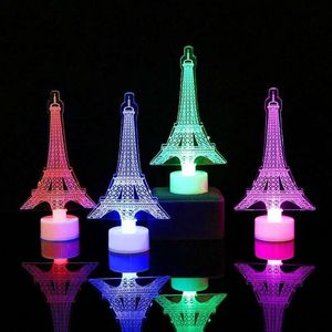 SXI Eiffel Tower Decor Light красочный светодиодный ночной настольный настольный настольный лампа для спальни романтический день рождения подарок для детской вечеринки Торт Топпер