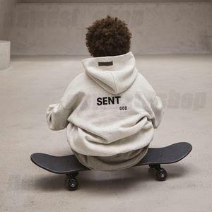 Çocuk erkek kız hoodies klasik silikon geri 3D mektup büyük boy gevşek kapüşonlu abd kazak PULLOVER kaykay beyzbol pamuklu Giyim hoody