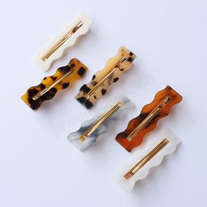 Retro Hollow Out The Wave Demperament Acetate Hair Clip Metal Leopard Print Barrettes Women Girls Side Clips