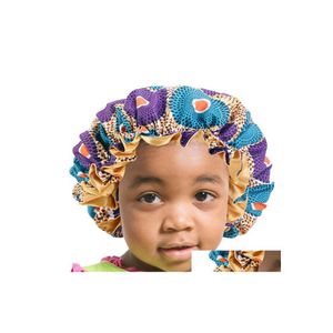 Beanie/Kafatası Kapakları Afrika Baskı Ankara Bonnet Moda Lekesi Çocuklar İçin Büyük Beanies Çocuk Uyku Başlığı Başlık Headwrap Şapka Saçma Sarma Accessori Dhu2o