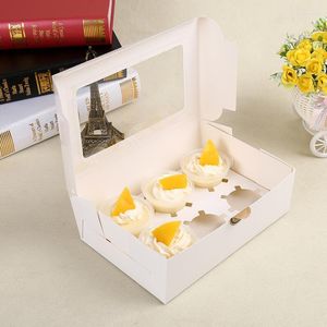 Confezione regalo Carta Kraft Carta 6 Cup Cupcake Box Muffin Cake Boxes Dessert Pacchetto portatile Forniture per feste LX8209