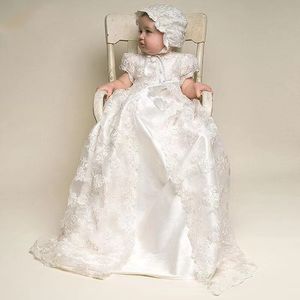 İlk cemaat elbiseleri bebek vaftiz elbisesi uzun dantel elbise şapka üç parçalı çocuk kıyafetleri wd1263