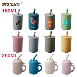 Cups Dishes Utensils Silicone Baby Feeding Drinkware Straw Cup kid Learning Bottle Anti Leakproof Tableware Toddler Water 221208