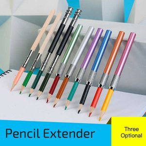 Pcs Adjustable Dual Head Single Pencil Extender Holder Sketch school Painting Art Write Tool for Writing metal color rod