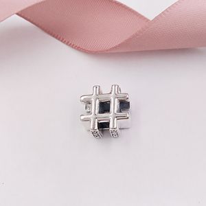 925 STERLING Gümüş Takı Boncuk Hashtag Sembol Charm Charms, Avrupa Pandora tarzı bilezikler kolye 798128 Otantik