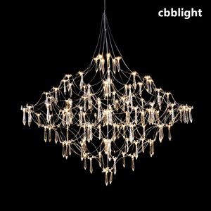 Crystal Chandelier for Living Room Dining Bedroom Hanging Pendant Lamps For Ceiling Firefly Lustre Design Modern Suspension Chandeliers LED Lighting LRS013