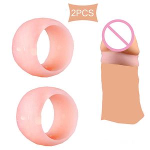 Cockrings sex toy Rings 2PCS Cock Foreskin Corrector Cockring Couple Penis Trainer Delay Ejaculation Sex Toys for Men Chasity Cage16mm 18mm