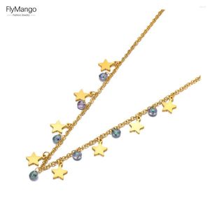 Choker FlyMango Goth Titanium Stainless Steel Star Necklaces For Women Trendy Charm Pendant Necklace Collares Para Mujer FN21081