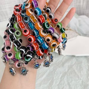 Großhandel handgemachte Lucky Evil Eye Armreifen Armband farbige Perlen für Frauen Männer Liebhaber rosa Japan Korea Zubehör Schmuck Geschenke