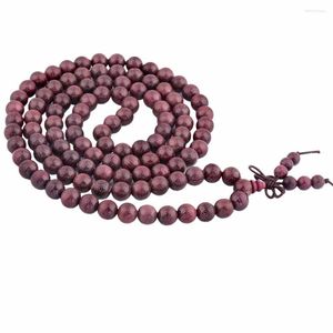 Strand Tumbeelluwa Violet Wood 108 Boncuklar 8mm Tibet Budist Dua Boncuk Mala Bilezik Kolye