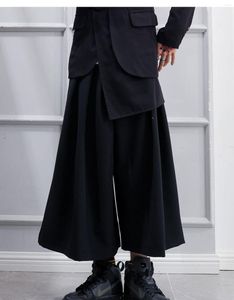 Erkekler Pantolon Sıradan Erkekler Karanlık Departmanı Yüksek Bel Zayıflama Düzensiz Büyük Japon Gevşek Geniş Bacak Modaya uygun Erkekler