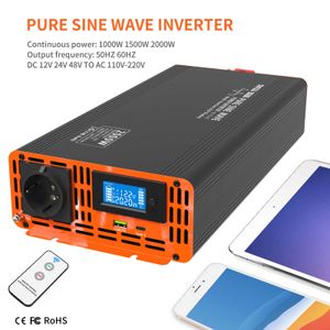 Pure Sine Wave Inverter Power Converter 4000W 2000W Solar Inverter DC 12V 24V 36V 48V 60V to AC 220V 240V Remote Control Functio